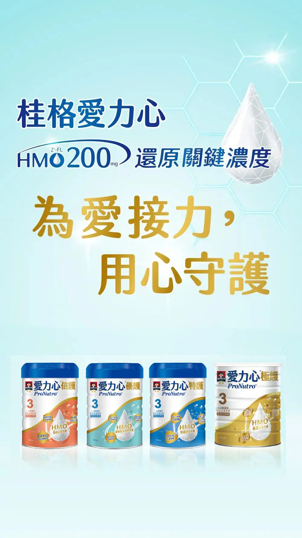 桂格愛力心 HMO 200HMO200 還原關鍵濃度 為愛接力 用心守護
